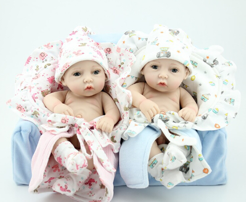 Wholesale-New baby silicone s/ Fashion reborn babies dolls lifelike 12" Silicone Vinyl boy and girl doll 100% handmade