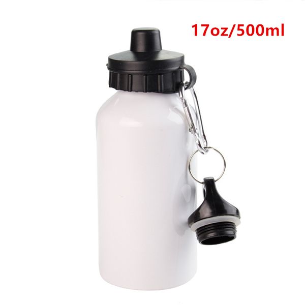 Vente en gros 2Lids Sublimation 17 oz Bouteilles d'eau de sport en aluminium Blanc Blanc Transfert de chaleur Gobelet en métal Tasses isolées simples A12