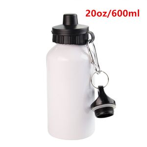 Vente en gros 2 couvercles sublimation 20 oz bouteilles d'eau de sport en aluminium 600 ml blanc transfert de chaleur en métal gobelet simple tasses isolées A12