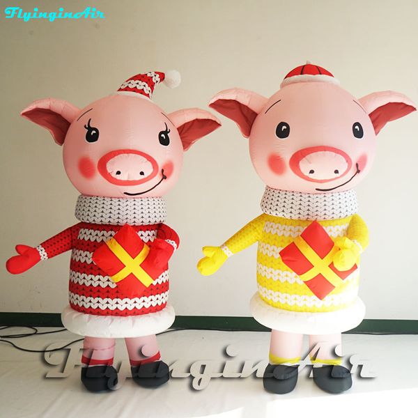 wholesale 2 m 6.5 pies de alto Publicidad Traje de Cerdo Rosa Caminando Lindo Pigling Traje de Cerdo Inflable Animal de Dibujos Animados Ropa de la mascota