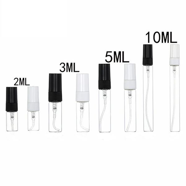 wholesale 2 ml 3 ml 5 ml 10 ml Botella de perfume en aerosol de niebla de vidrio Pequeño atomizador de perfume Viales de muestra recargables de viaje