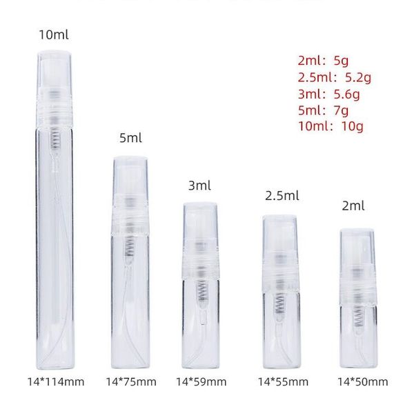 2ml 3ml 5ml 10ml de neblina de vidrio Botella de perfume Pequeña parfume atomizador portátil de viaje recargable vials de muestra de muestra recargable