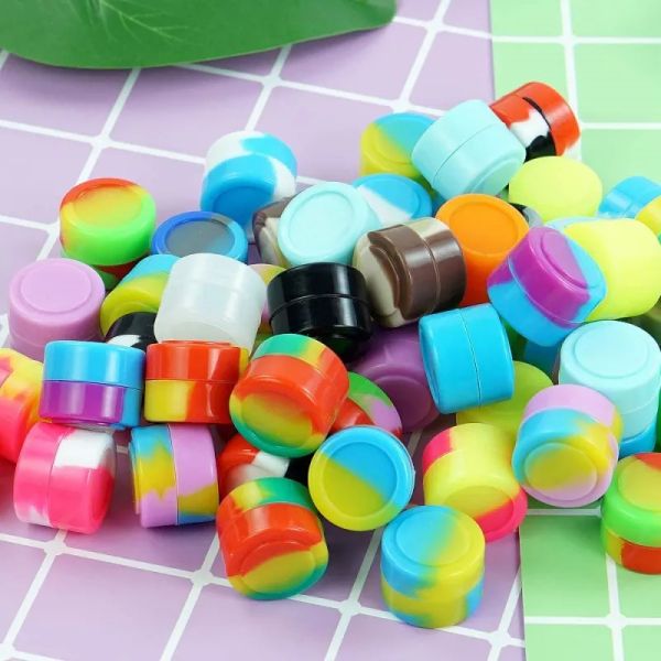 En gros 2ML Mini Bouteilles D'emballage Rondes En Silicone Conteneur Antiadhésif Pot De Cire D'huile Dab Boîte De Rangement Bouteille En Silicone