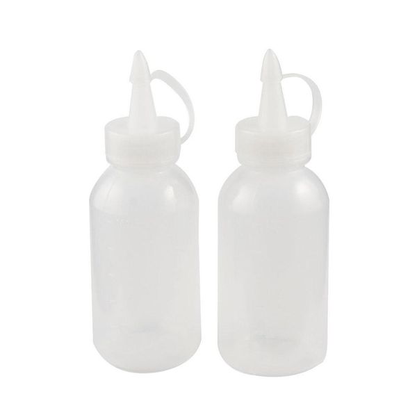 Venta al por mayor- 2pcs 100ML Plástico Aceite / Salsa / ketchup / Exprimidor Botella de líquido Botella dispensadora Blanco