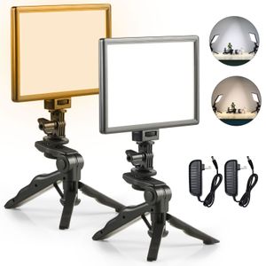 Vente en gros 2pcs photographie LED lampe de lumière vidéo avec écran d'affichage LCD HD bicolore CRI95 + pour DSLR Table Photo Studio avec trépieds