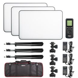 Großhandel 3 stücke VL-200T Bi-farbe Dimmbare Drahtlose fern LED Video Panel Licht Stehen für DSLR Foto studio schießen beleuchtung Anzug