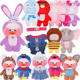 Groothandel 30 cm lalafanfan gele eend kawaii pluche speelgoed zacht dier poppen kleding accessoires kinderen verjaardagscadeaus