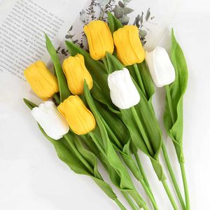 En gros de 30 pcs artificiels tulipes bouquet réels fleurs pour décoration de jardin de jardin fausse plante fausse verdure florale bricolage