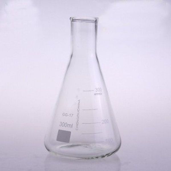 Vente en gros - Flacon Erlenmeyer conique en verre borosilicaté à col étroit de 300 ml pour laboratoire de chimie
