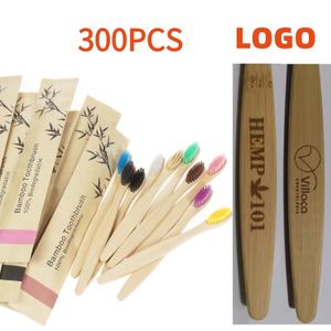 En gros 300packs Bamboo Brush Brush Enfants Adultes Brosse de dents en bois Child Bamboo Brushes pour les dents 231227