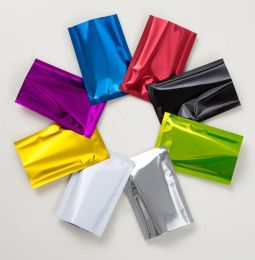 wholesale 300 piezas de color mate brillante con tapa abierta, bolsa de embalaje de papel de aluminio, polvo de sellado térmico, sal, chocolate, té, bocadillos, almacenamiento de alimentos ZZ