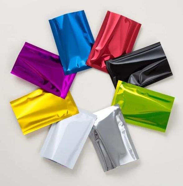 wholesale 300 pcs Brillant Mat Couleur Ouvert Top Feuille D'aluminium Emballage Sac Thermoscellage Poudre Sel Chocolat Thé Snack Alimentaire Stockage ZZ