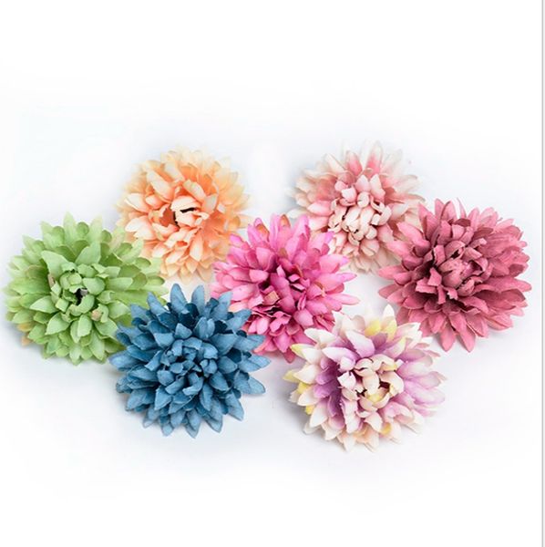 300pcs Pequeño chiffion de la margarita del Gerbera hecha a mano artificial del crisantemo cabeza de flor para la boda de la decoración DIY de la guirnalda de la ducha del bebé