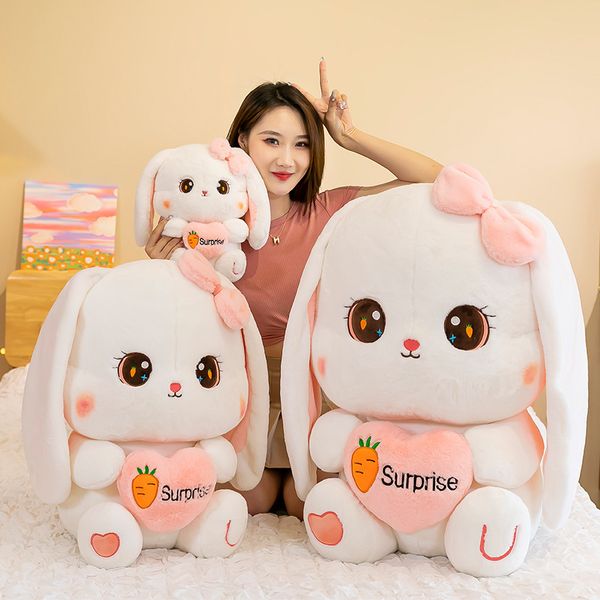 En gros de 30 cm coeur étreignant les jouets en peluche de lapin grand lapin à l'oreille de poupée poupée somnifère fille somnifère poupée