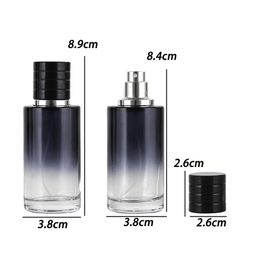 Groothandel 30 ml 50 ml draagbare reis lege kleurverloop cilinder glazen spray parfumflesje met schroefsproeier