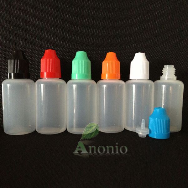 Vente en gros - Flacons compte-gouttes en plastique de 30 ml avec bouchon à l'épreuve des enfants Flacons compte-gouttes vides pour les yeux pour bouteille liquide E 120pcs / lot Bouteilles vides à aiguille