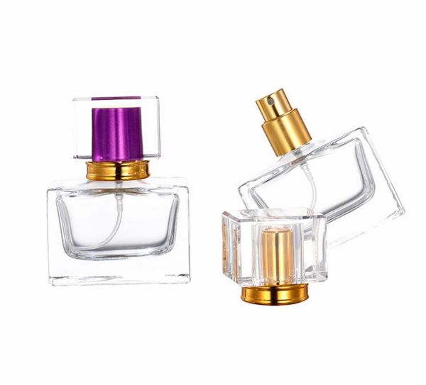 Vente en gros 30 ml pompe de pulvérisation de parfum rectangulaire verre bouteilles vides 5 couleurs atomiseur parfums bouteille SN5319