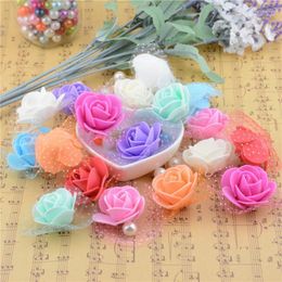 Groothandel-30 stcs/Lot Silk Lace Foam Rose Handgemaakte kunstmatige bloem voor bruiloft auto-decoratie diy mariage flores rosa bloemen planten 1