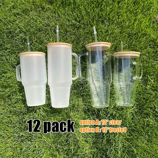 En gros 32 oz 40oz sublimation vierge Crystal clair claire borosilicate en verre tasses de camping-car