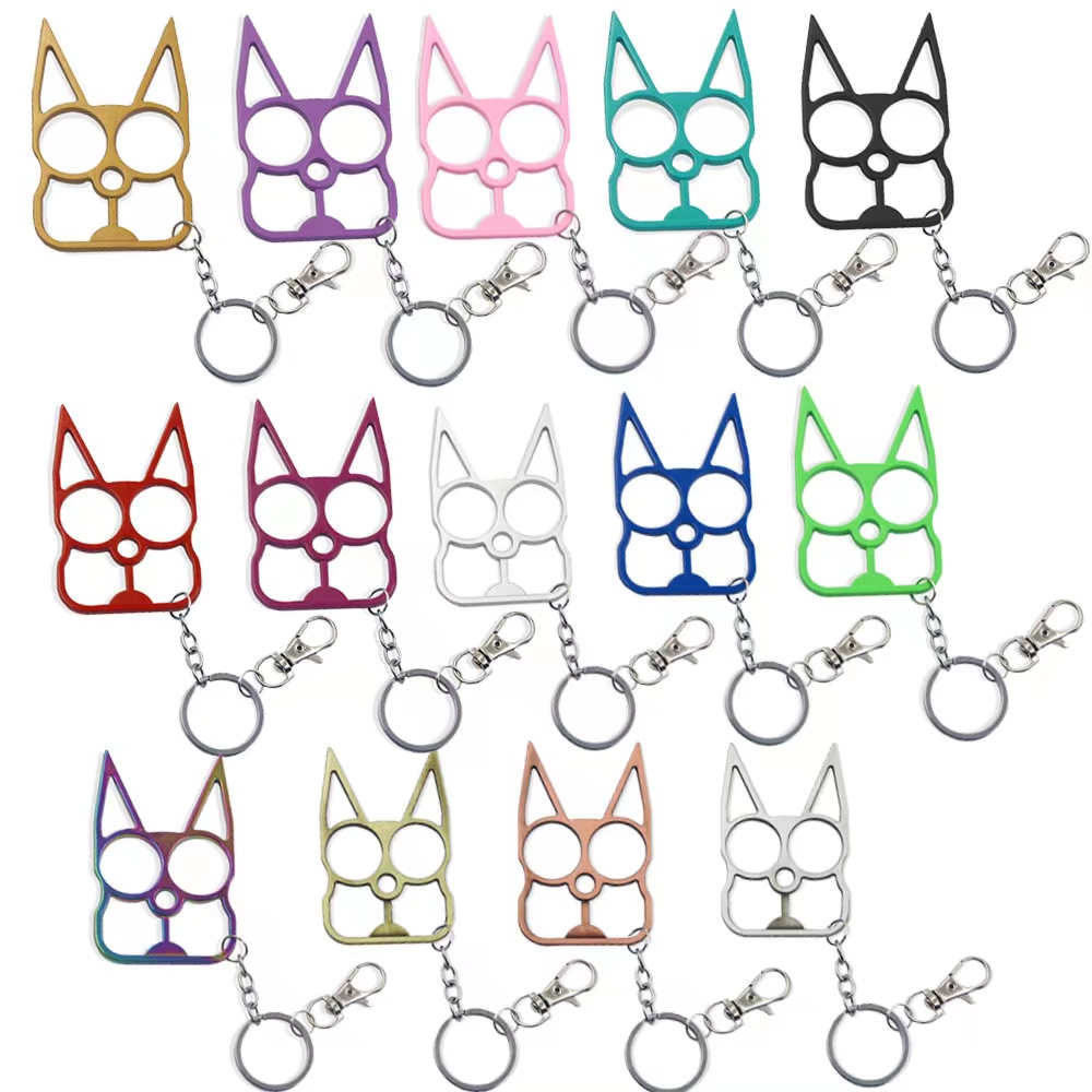 wholesale 34 color men and women keychains refers tiger boxing set broken window escape keyring creative multi-functional pendant cute cat claw outdoor self-defense