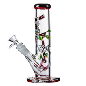 Venta al por mayor Forma de búho de gato 3D Cachimbas 18,8 mm Estilo de articulación femenina Perc recto Resplandor en la oscuridad Bongs Tubería de agua con vástago de vidrio difuso Tazón de vidrio Aceite Dab Rig Hookah