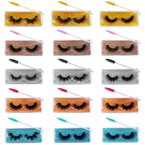 Vente en gros 3D Faux Mink Lashes Bulk 30 Paires Faux Cils Wispy Natural 15 Styles Mixed Soft Reusable Eyelash Extension Lash Pack avec Glitter