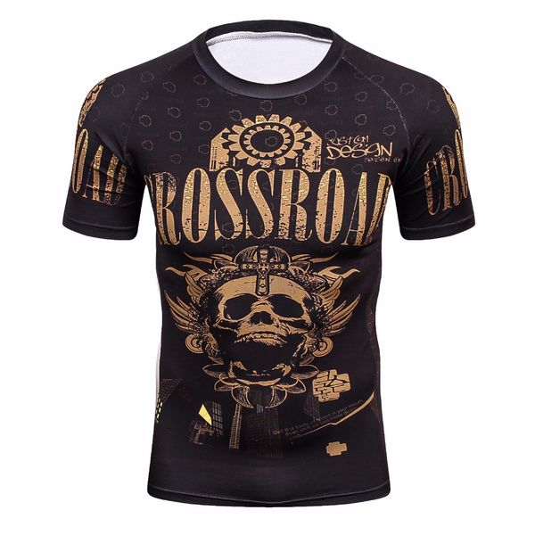 Gros-3D Full Prints T-shirts Mens Compression Shirt Base Layer Manches courtes Entraînement Fitness MMA Body Building Tops Rashguard T-Shirt