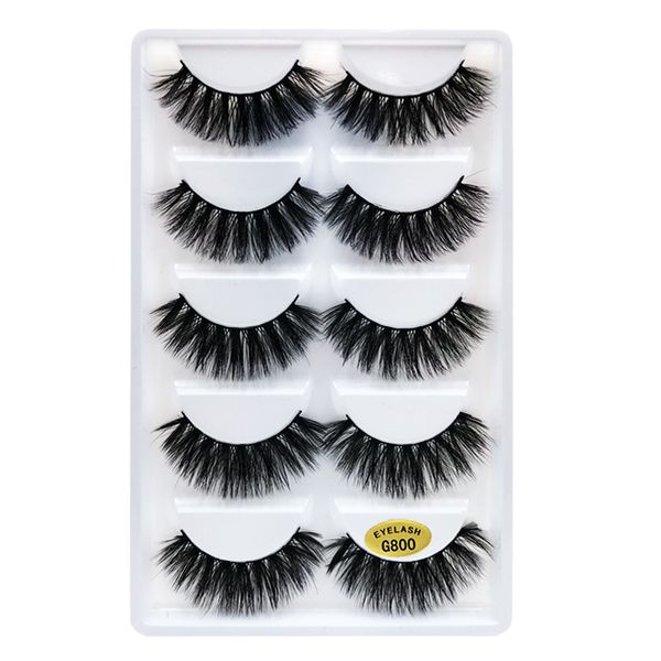 Vente en gros 3D Vison Faux Cils 5 Paires de Cils Ailés Croisés Longs et Épais Naturels Doux G800 Pas de Chute Coloris Maquillage Beauté Cils Individuels