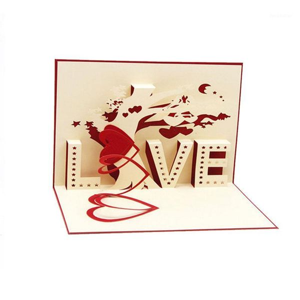 Cartes de voeux en gros - 3D Up Cupid Heart Happy Valentine Anniversaire Anniversaire Carte postale de Noël1