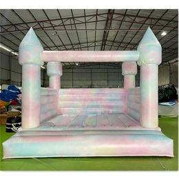 Groothandel 3 m/4 m Commerciële Tie Dye Bruiloft Bounce Huis Opblaasbare Jumper Met 4 Post Kids Wit Springkasteel Voor Verjaardagsfeestje