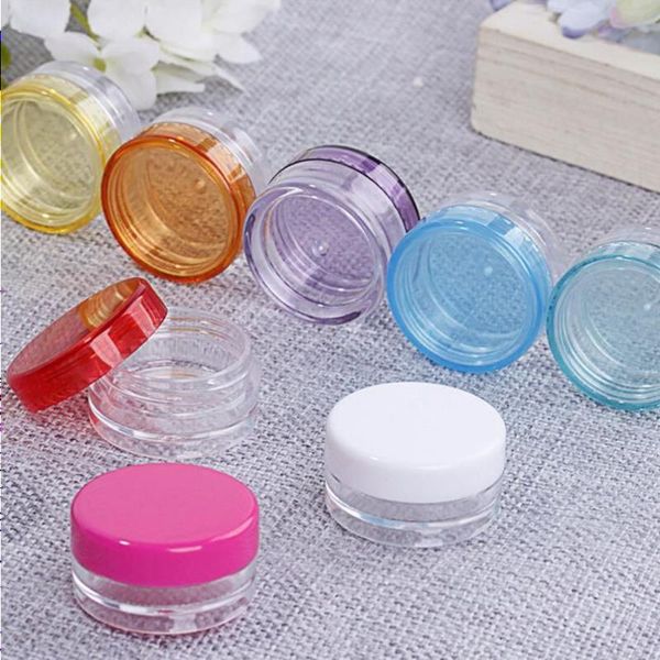 Venta al por mayor 3ml 5ml Botellas redondas pequeñas Frascos Mini Plástico vacío Almacenamiento de arte de uñas Contenedores de embalaje cosmético LX1279 Vqiio