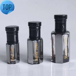 Attar – Mini bouteilles de parfum en cristal arabe, 3ml, plaqué noir, bouteille d'huile de parfum en verre de cristal, vente en gros