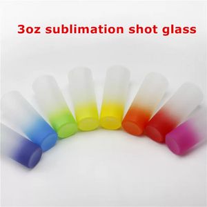 Wholesale! 3oz Sublimation Gradient Shot Glass 144pcs Per Carton DIY Multi-Color Wine Glasses Beer Cup Heat Transfer Drinking Mugs Xu 0221