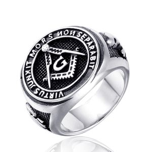 Groothandel-3 stks Fashion Mason Master Masonic Ring Heren 316L roestvrijstalen zon en maanster Goud en zilveren ring sieraden geschenken