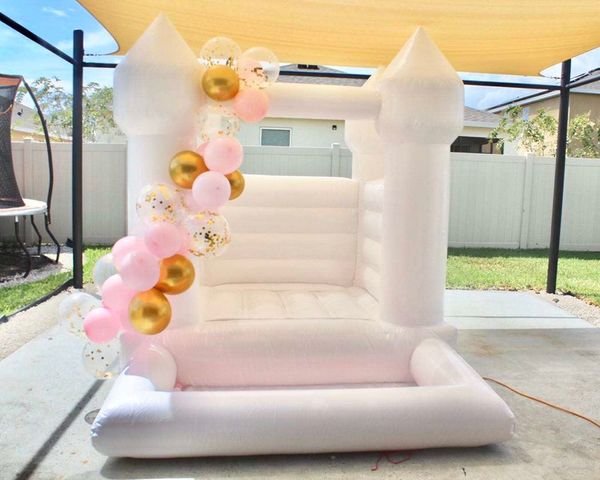 wholesale 3x3 m (10x10 pies) boda de PVC completo Mini puente para niños pequeños Castillos Pequeña casa de rebote inflable blanca Castillo hinchable Tobogán de bolas para niños