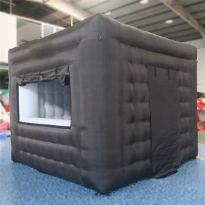 wholesale Tente gonflable de carnaval de stand de concession de 3x3x2.4m vendant le kiosque cubique blanc noir de billet de stand avec des fenêtres et des portes pour le café de glace de pop-corn de coton