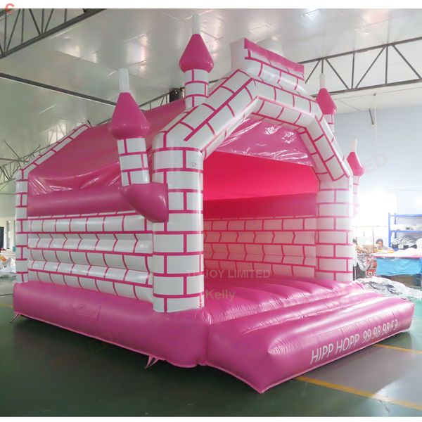 wholesale 4.5x4.5m (15x15ft) Con soplador Free Air Ship Actividades al aire libre Ladrillos rosados que imprimen castillo inflable para la venta