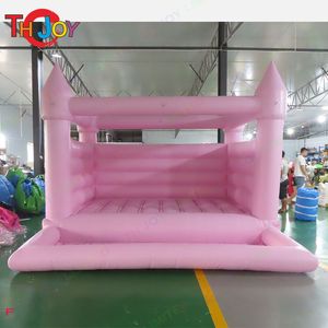 Groothandel 4,5x4,5m (15x15ft) Met blower buitenactiviteiten Kids Mini uitsmijter wit springkussen met ballenbak zwembad roze opblaasbaar springkasteel