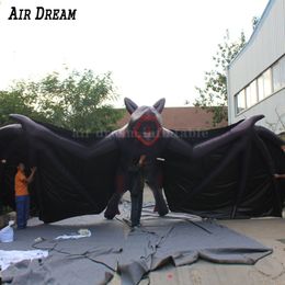 Vente en gros 4/6/8 / 8 m de large Halloween Halloween Black gonflable Bat pour décoration animale de fête