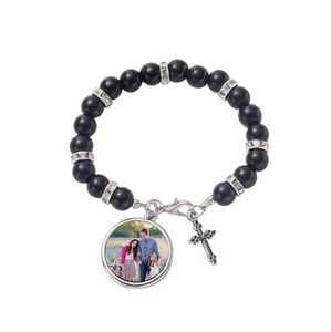 En gros 4 couleurs bracelet de sublimation Party Favor pendentif de transfert de chaleur bracelet de perles chapelet croix Jésus pendentifs en métal DHL SN4654