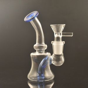 wholesale 4 pouces Mini Dab Rig Bangs en verre Narguilés Inline Perc Portable Pipes à eau pour fumer Petit Bong avec 14mm avec tuyau de brûleur à mazout en verre mâle et bol d'herbes sèches de tabac