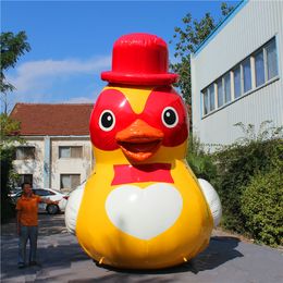 En gros 4 m de haut livraison gratuite personnalisé jaune ballon gonflable canard avec bande pour la décoration de fête musicale