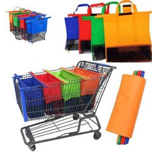 4 stks/sets winkelwagen trolley supermarkt tas, met koeltas, afneembaar, opvouwbaar, herbruikbare boodschappentassen, met verwijderbare palen, gratis schip