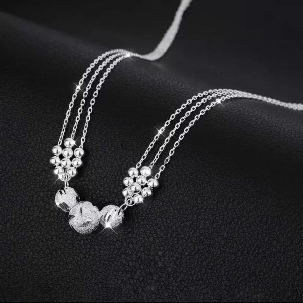 Collier à breloques en or blanc 14 carats de 45cm, bijoux de perles porte-bonheur, chaîne mignonne à la mode pour femmes, cadeau de mariage, vente en gros