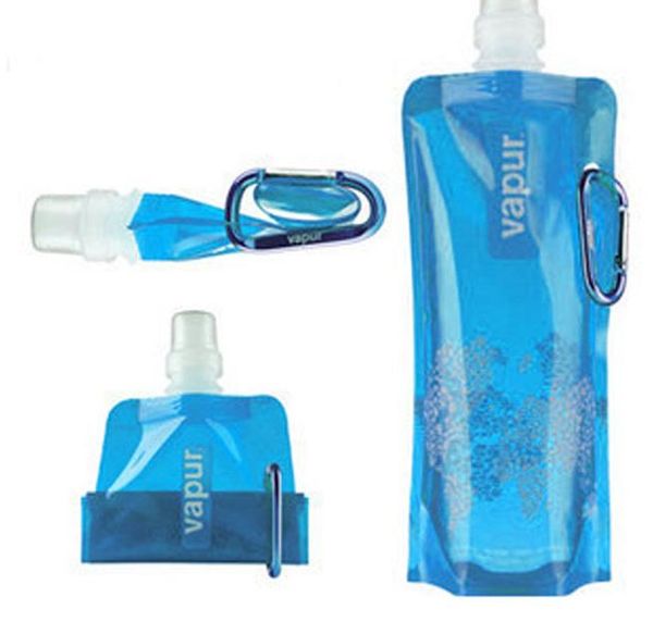 Bouteille d'eau pliable en gros de 480 ml Bouteille d'eau de sport pliante portable Waters Bag Water Bladder Free