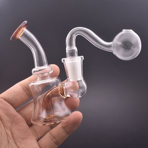 Gros 4 pouces verre brûleur à mazout Bongs Dab Rigs narguilé 14mm femelle avec bol d'herbes sèches barboteur bécher Bong avec tuyau de brûleur à mazout mâle meilleur cadeau pour les outils de fumeur