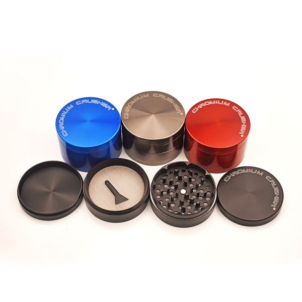 Venta al por mayor 4 capas 63 mm CRUSHER DE CROMO Molinillo Aleación de zinc Molinillos de hierbas fumar Accesorio cnc filtro de dientes neto seco meatal hierba tabaco molinillo aceptar oem odm logo