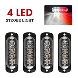 Groothandel 4 LED Rode en witte ultradunne auto kant marker lichten voor vrachtwagens Strobe Flash Lamp LED Knippert Noodwaarschuwingslicht