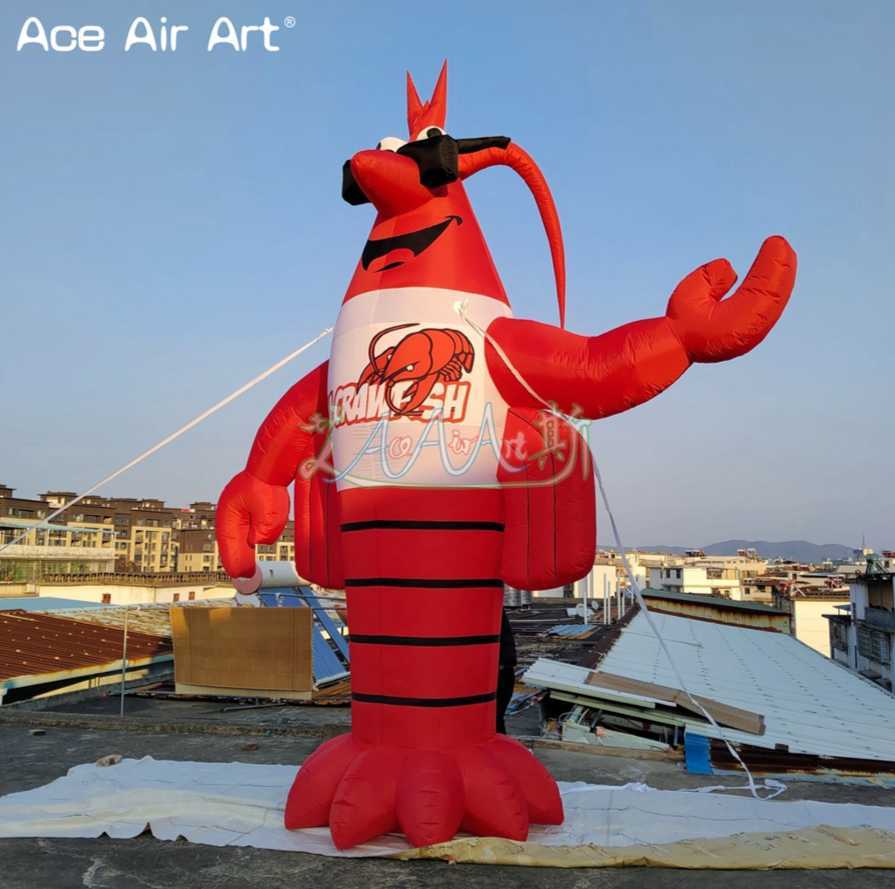 wholesale Aragosta gonfiabile enorme da 4 m / 5 m / 6 mH con modello di personaggio dei cartoni animati personalizzato per la pubblicità e il festival del ristorante di gamberi