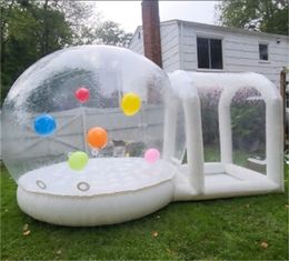 wholesale 4 m de diamètre + 1,5 m tunnel personnalisé enfants clair transparent bulle ballon dôme maison partie bulle tente gonflable bulle videur pour fête Fedex / UPS / DHL